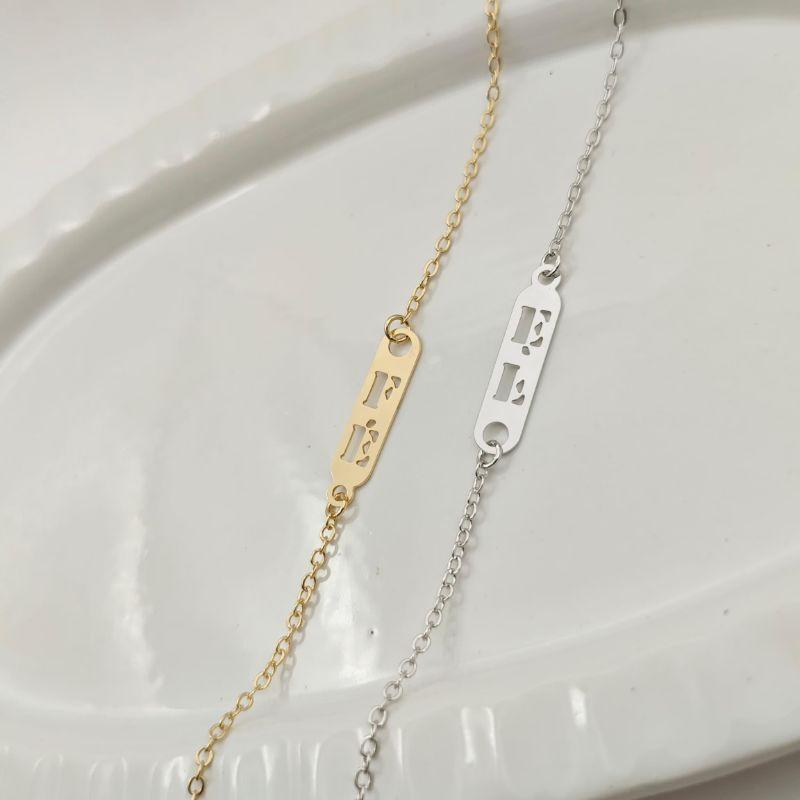 pulseira plaquinha fé rhodio