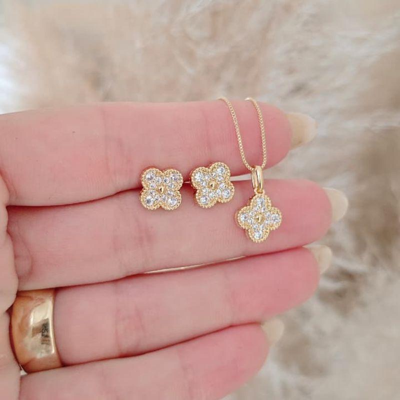 conjunto trevo de cristal