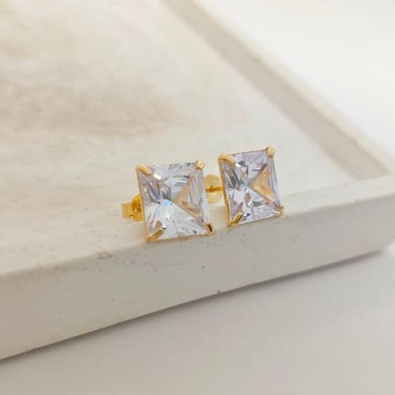 brinco quadrado zirconia