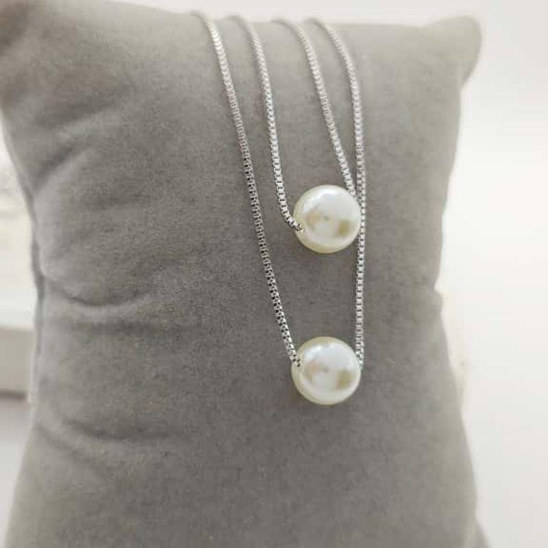 corrente de pérola rhodio