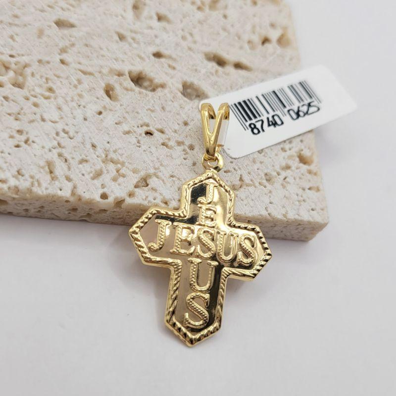 pingente de cruz escrito jesus