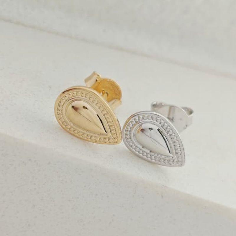 brinco gota com textura rhodio