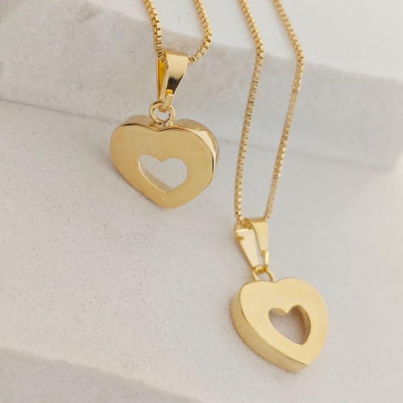 corrente coração com vazado