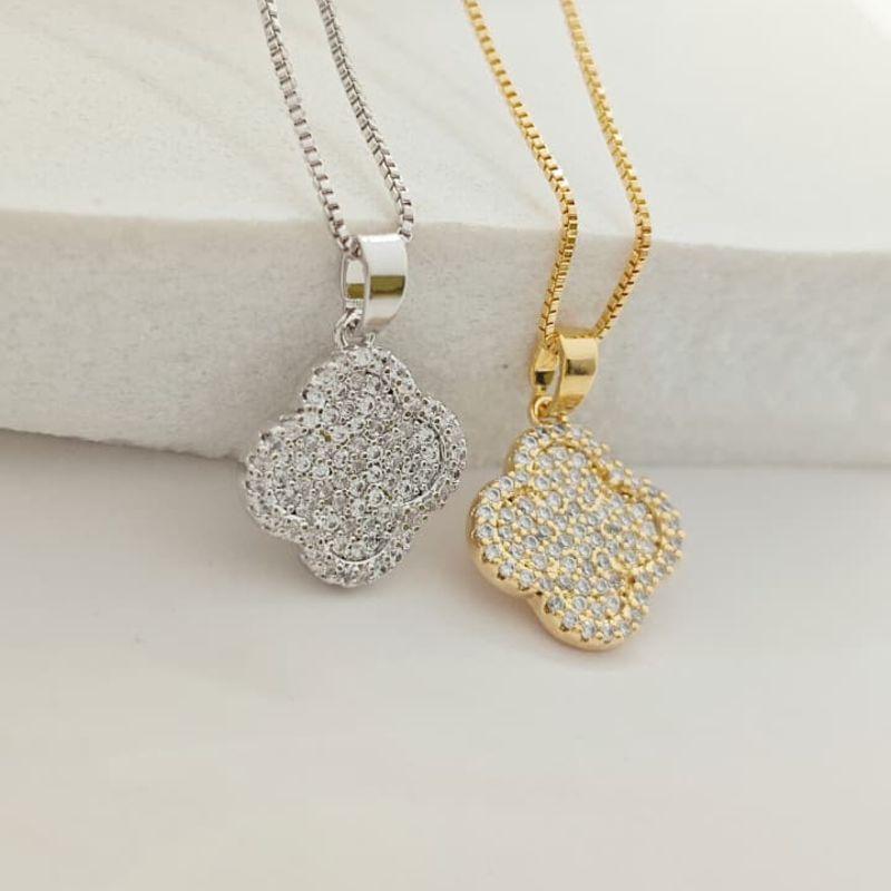 corrente trevo cravejado