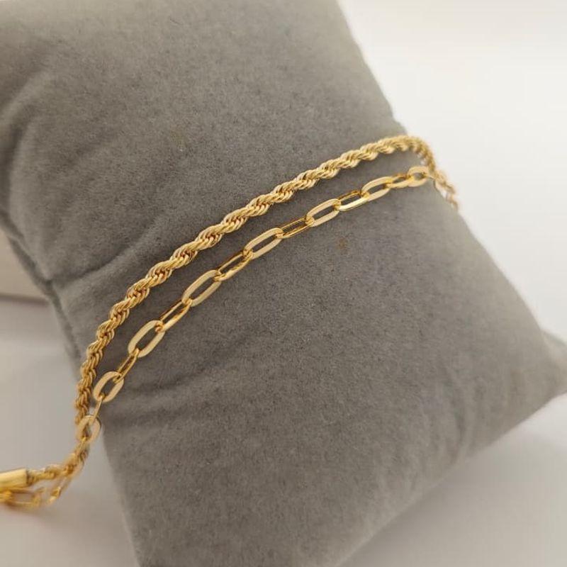 pulseira dupla cordão baiano e elo