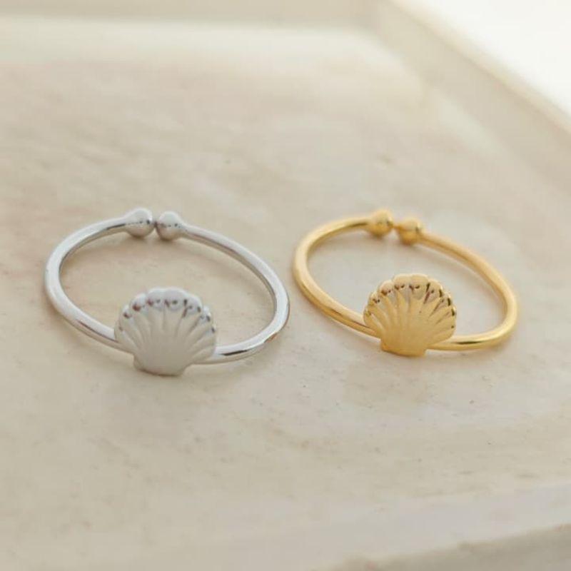 anel com concha rhodio