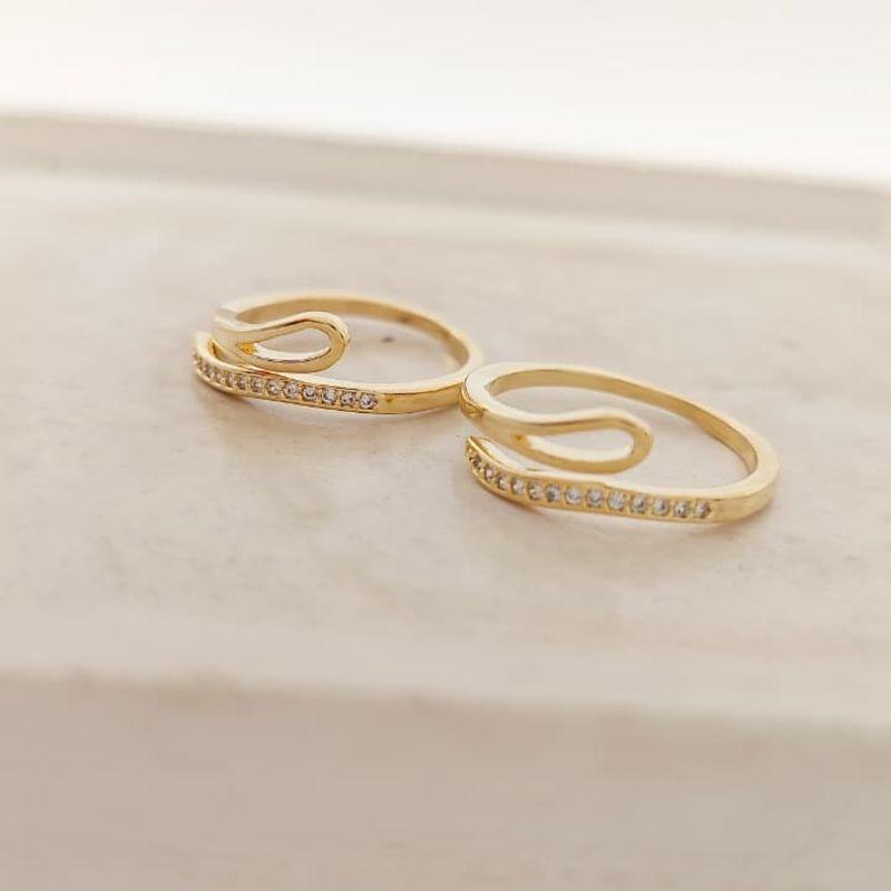 anel duplo com zirconia