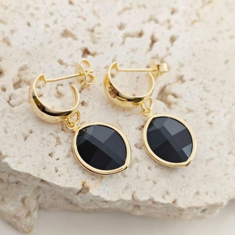 argolinha com pedra preta