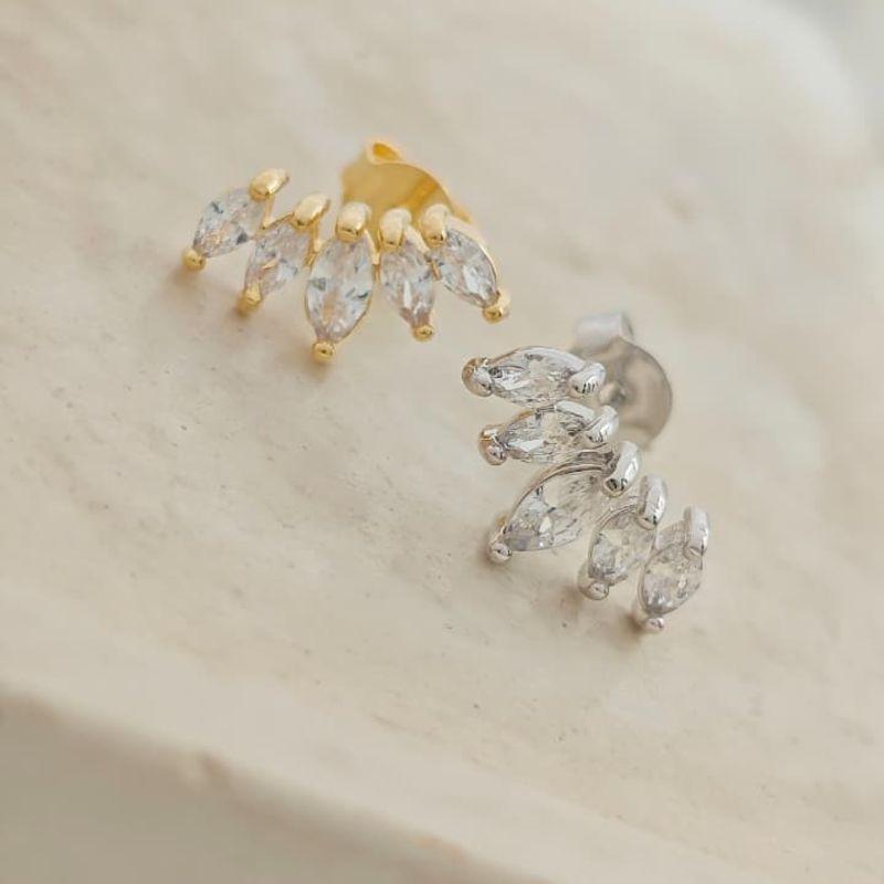 brinco ear cuff de pedra rhodio