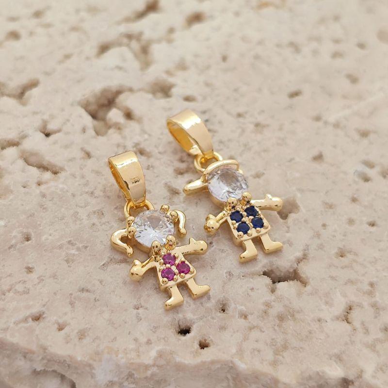 pingente de filho com pedra colorida