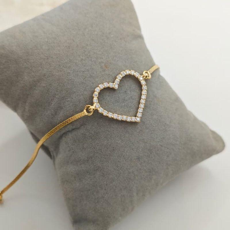 pulseira coração de pedra