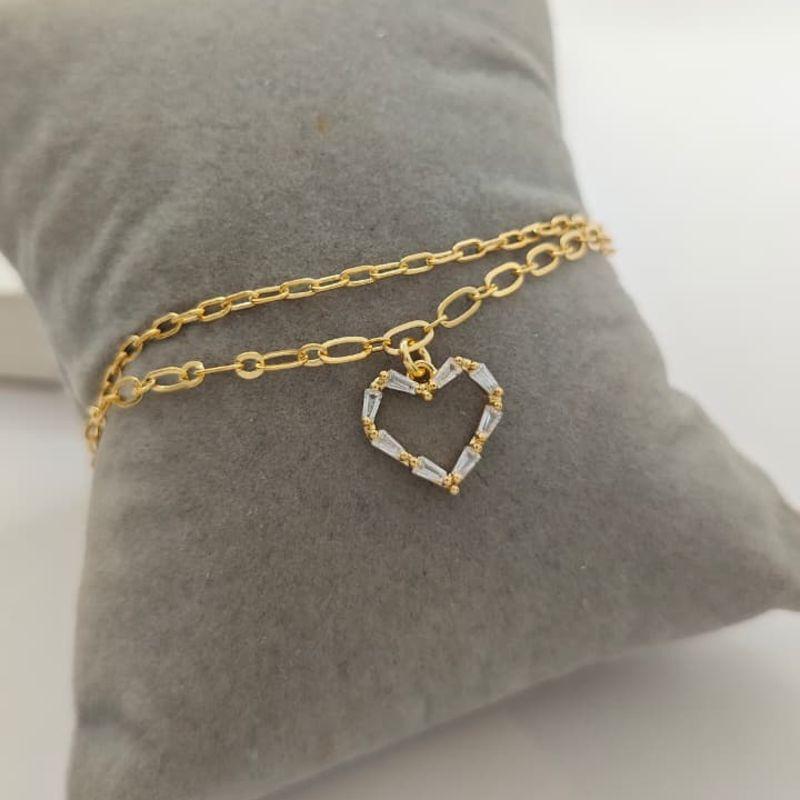 pulseira dupla coração de pedra