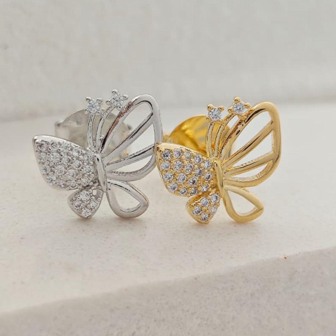 brinco borboleta com zirconia