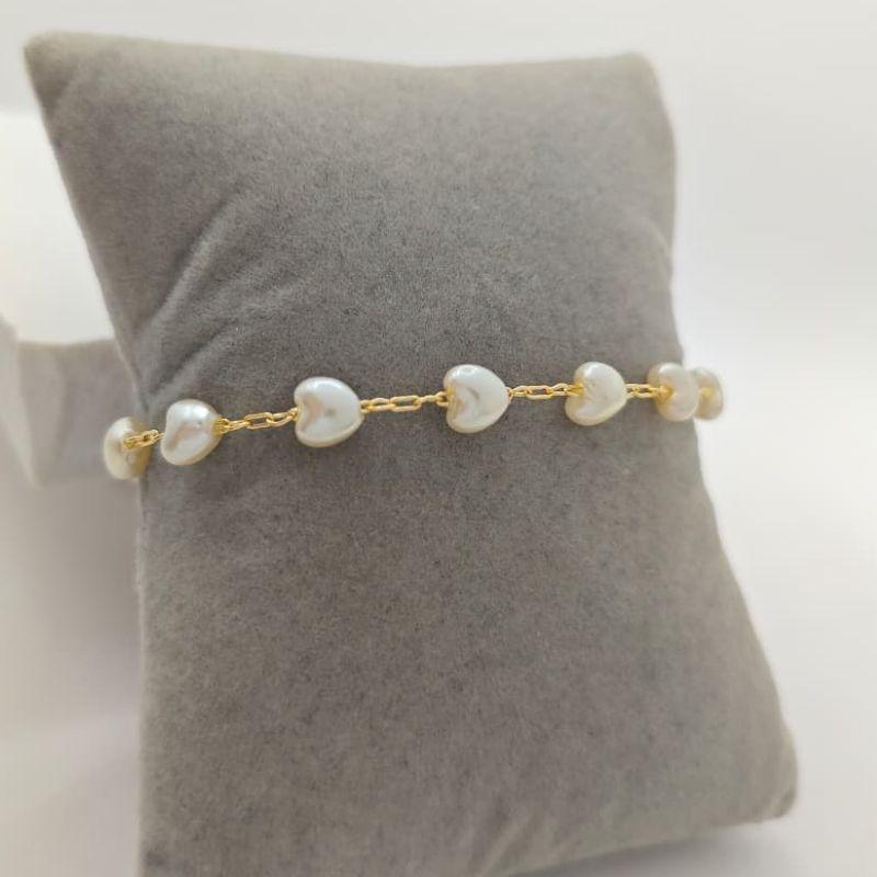 pulseira coração de pérola