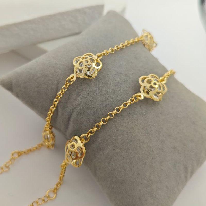 pulseira flor com pedra